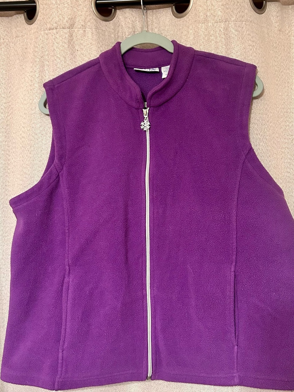 Blair Purple Fleece Snowflake Zip-Front Vest Large